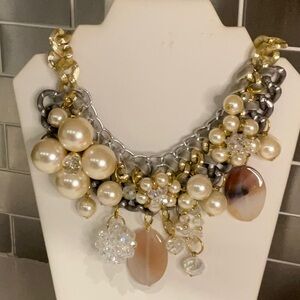 Show Stopper Semi Precious Faux Pearl Necklace